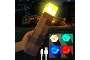 CJBIN Väggficklampa nattlampa, hantverk ficklampa med 4 färger, LED, Mcers nattljus, sänglampa med USB uppladdningsbar, 3D-lampa för cosplay leksaker, presenter