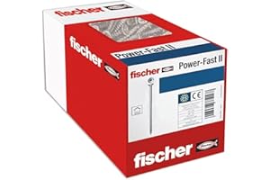fischer - Vis à bois PowerFast II 4,0x60 Tête fraisée, empreinte TX, zingué blanc, filetage partiel/Boite de 500
