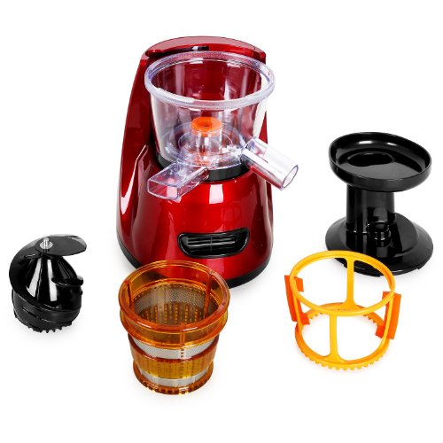 Klarstein Fruitpresso Bella Rossa Entsafter Saftpresse (Slow Juicer, 150 Watt, 70 U/min., Schneckenpresswerk, Vor-und Rücklauf, Auffangbehälter) rot - 3