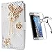 Produktbild Xifanzi Brieftasche PU Ledertasche Hülle für Samsung Galaxy J3 2016 Handschlaufe Schutzhülle 3D Gold Schmetterling Design für Galaxy J3 2015 Flip Case Strass Bling Bling Entwurf Herz Anhänger Muster Bookstyle Lederhülle Mit Kartensteckplätzen Nettes Magnetisches Schützend Handytaschen für Samsung Galaxy J3 (Nicht für J3 2017)+ 1x Klar Stahlfolie