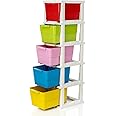 DOWAN 5 XL Plastic Modular Drawer System for Home, Office, Hospital, Parlor, School, Doctors, Home and Kids, Product Dimension When assembeled (27cmx32cmx85 cm) (5XL) (multi color)