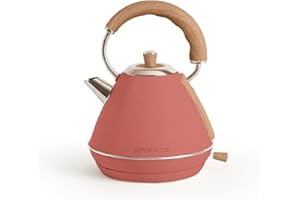 ZEEGMA Ketlee Elektrische Waterkoker 1,7 L 2200 W RVS – Snelkookfunctie, Automatische Uitschakeling, 360° Draaivoet, Soft-Touch Afwerking, Modern Design met Echt Houten Handvat, Mat Zwart
