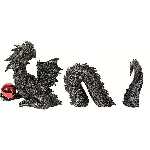 Großer 3 teiliger Drache mit Kugel Dragon Figur Gartenfigur