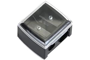 CAWHUI Black Eyeliner Sharpener Makeup Pencil Sharpener Pencil Sharpeners for Eyebrow Eyeliner Tool Dual Holes Eye with Cover Portable Cosmetic Sharpener