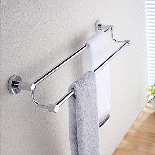 Spring Fever Badezimmer Double Handtuch Bars, Regal Rack zum Aufhängen Handtuch für Bad Aufbewahrung, edelstahl, chrom-Finish, edelstahl, silber, 80 cm - 3