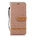Produktbild Samsung Galaxy S9 Hülle, Hozor Bookstyle Leder Handyhülle mit Standfunktion Aufklappbar Schutzhülle Denim Flip Case Wallet Cover mit Kartenfächern - Braun