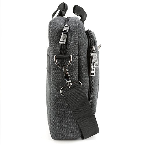 Notebooktasche 13.3, Evecase Universal Canvas Laptop Schutzhülle Aktentasche mit Zubehörfächer, Lasche für Trolleybefestigung für Notebook MacBook Ultrabook Tablet bis 13.3 Zoll – Cooper Grau - 8