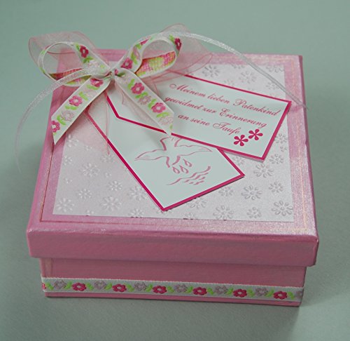 Patengeschenk/Patenbrief/Erinnerungsbox - rosa für Taufe *HANDMADE*