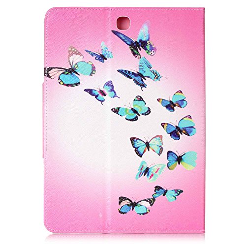 Samsung Galaxy Tab A 9.7 SM-T550 Hülle, Deenor Bunt Painting und Stilvoll Brieftasche Tasche PU Leder Flip Protective Stand Tasche Schutzhülle Hülle für Samsung Galaxy Tab A 9.7 SM-T550.[Blue Butterflies] - 3