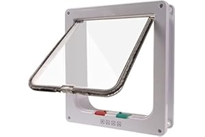 Lifepul Grande Taille(248mm x 228mm) Chat Chatière Pet Mate Quatre Modes à Verrouillage Porte Chat/Petit Chien avec Cadre télescopique&Installation Facile - Sain Multifonctionnel