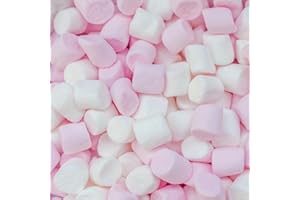 Krazy Kandi Mini Pink & White Marshmallows, 1kg, Soft & Fluffy, for Hot Chocolate, Baking, Desserts & Party Buffets