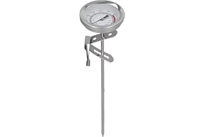 HERCHR Termometro da Cucina per Olio Frittura,Termometro per Frittura in Acciaio Inossidabile,Termometro per Latte con Clip,Termometro per Arrosto a Stelo Lungo per Friggere in Profondità Griglia