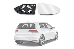 ‎URAQT URAQT Mirror Glass Golf 7 Right Heated, Wing Mirror Convex Clear Heated Driver Side Heated Aspherical with Support Plate Door Mirror Glass Exterior Mirror OEM:V-W (5G0857522)