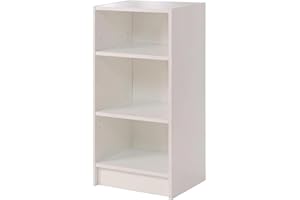 All Homely Basics Small Narrow Bookcase | Modern Design with 3 Adjustable Shelves | Suitable for Home or Office | Available in 6 Colours | W40 x H80 x D30cm White