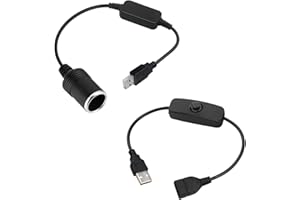 GIANTDEER Presa Accendisigari Femmina da 5V a 12V, Porta USB a 12V Cavo Accendisigari Femmina per Presa Accendisigari per Auto, Cavo di Prolunga USB 12W con Interruttore, Lunghezza del Cavo 30cm