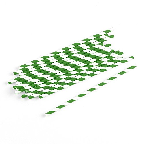 100Stück Trinkhalme Papier,Strohhalme gestreift, Wiederverwendbar - 5