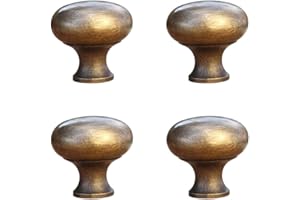 Tiazza 4pcs Solid Brass Knobs Antique Cabinet Drawer Small Pulls Modern Minimalist Handle (Antique Bronze) - 2.5cm