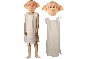 SINSEN Costume de Dobby - Masque pour enfant - Costume d'elfe de maison Dobby - Masque en latex - T-shirt d'Halloween - Cosplay - Tenue pour garçons et filles