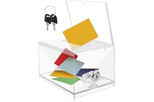 Boîte à dons en acrylique - Boîte à propositions - Urne de choix - Boîte à dons : Nizirioo acrylique - Tirelire avec clé verrouillable - Pour commentaires, dons, bulletins de vote, cartes de visite