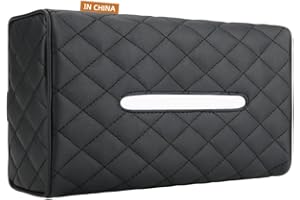 Qirc Auto Taschentuchhalter, PU Leder Universal Auto Taschentuchbox Multifunktionale Sonnenblende Taschentuchhalter, Auto Rücksitz Kopfstütze Armlehne Hängende Taschentuchbox (Schwarz)