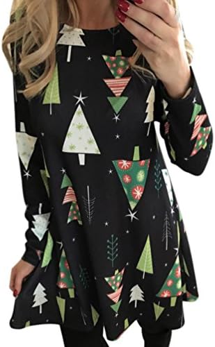 Christmas Dress, DoraMe Women Xmas Print Swing Dress Christmas Flared Party Dresses (XL, Multicolor D)