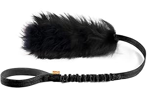 HOWGO Dog Rope Toy,Dog Bungee Chaser 100% Sheepskin,Sheep Smell Tug Toy for All Breeds (Black, Short without Ball)