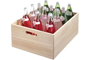 INTERDESIGN iDesign Drewniane pudełko, bardzo duży organizer na żywność i konserwy z serii The Home Edit by iDesign pudełko do przechowywania, z drewna, z uchwytami do kuchni, jasnobrązowy