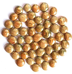 OhhSome 2Kg Golden Glass Pebbles/Stones for Garden/Art and Craft/Aquarium Decoration/Aquarium Tank [2Kg]