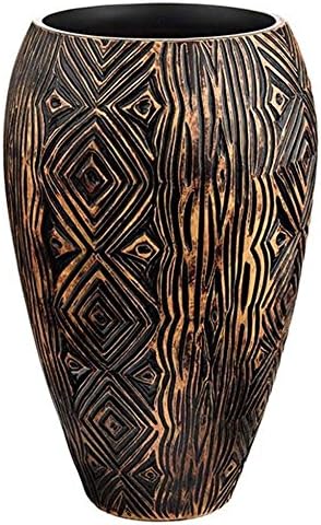 Himba Large Aztec Flower Vase 32cm Tall Ceramic Art Deco Vase Wide Mouth
