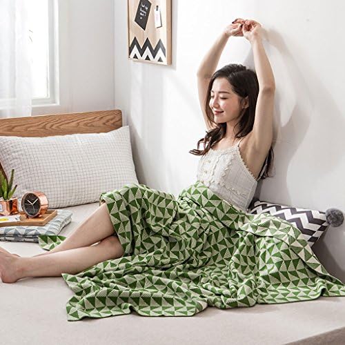 Wddwarmhome Knitted Blanket Nap Office Blanket Cover Spring And Autumn Sofa Blanket Blank Blanket Cotton Material Size: 130 * 180cm Blankets ( Color : Green )