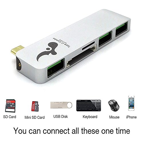 Typ C USB 3.0 High Speed 3 in 1 Combo Hub für Macbook USB C Hub mit 3 USB 3.0 1 SD Port und 1 USB C Port Ultra Leicht Mobil für Type C Computer und Tablets Wie MacBook Pro 2016 MacBook 2015 2016 Google Chromebook 2016
