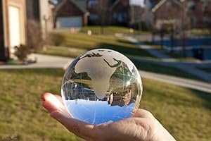 Besot Crystal Glass Mármoles Tierra Globo Mapa del Mundo Feng Shui Cuarzo Cristales Esfera (Clear)