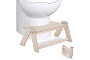 CAWI Składany taboret toaletowy | składany taboret dla dorosłych i dzieci z powłoką antypoślizgową | składany stołek | podnóżek do stawania z drewna | lekki drewniany taboret toaletowy