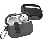 Minesk Airpods Pro 3 ile Uyumlu Fabric Serisi &Ouml;zel Kilitli Tasarım ve Kumaş Y&uuml;zeyli Kılıf Darbelere Karşı Koruyucu Kapak (Gri