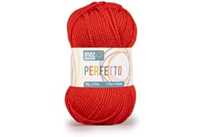 GENERICO Lana acrilica morbida Perfetto Mez Cucirini, filato per uncinetto, lavoro a maglia, tappeti e hobby creativi, gomitolo da 50gr, 133 metri (Papavero P8241)