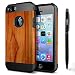 Produktbild iPhone SE Hülle,iPhone 5 / 5s Hülle, Alfort 2 in 1 Schutzhülle Hart PC + TPU Case Cover Telefon Kasten Vollschutz für Apple iPhone SE / 5 / 5s 4" Smartphone für Zu Fuß / Bergsteiger / Radfahren / Kletterei, etc mit Dunkles Holz + Schwarz Alfort Stylus Pen