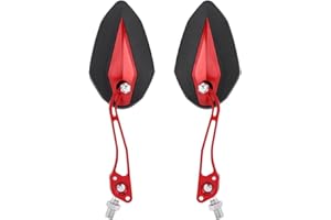 KEENSO 1 par de universal Retrovisores laterales de motocicleta, Espejos retrovisores ajustables en el manillar, Aluminio, con tornillo de 10mm /8mm (rojo) espejos moto