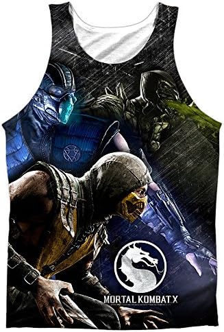 Mortal Kombat X Three Of A Kind Mens Sublimation Tank Top Shirt (White, Large)