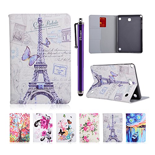 Galaxy Tab A 9.7 T550 Hülle, Deenor Oil painting Design Flip Tasche PU Leder Abdeckung Stand Schutzhülle für Samsung Galaxy Tab A 9.7 SM-T550. (Tower and Butterfly)
