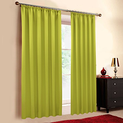 Hochqualitativer Verdunkelungsvorhang nach Maß, Kräuselband, Schlaufen, 25 Farben, Thermovorhang Vorhang nach Maß, Gardinen nach Maß, Light Green (155cm) - 2