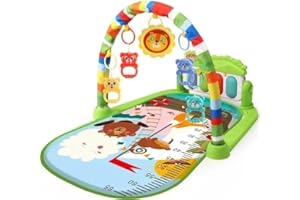 Kadii Baby Spieldecke Krabbeldecke Baby Gym mit Musik und Lichtern, Spielmatte mit weichem Spielbogen, Lichter und Piano für Neugeborene Kleinkinder (Grün)