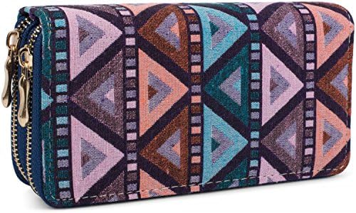 Aztec Ethno Look Purse, Bohemian Style, Zipper, Wallet, Ladies 02040050, Color:Blue-Petrol-Orange-Rose