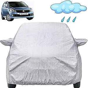 Autofact Waterproof Car Body Cover Compatible with Maruti Wagon r/Wagonr 1999 to 2018 with Mirror Pockets (Shinning Silver)