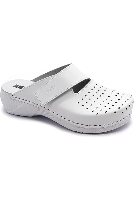 Sabots Mules LEON PU101 En Cuir Naturel Pour Femme - Chaussons Confortables Semelle Mémoire Forme