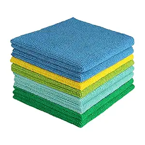 Ezee Multipurpose Microfiber Cleaning Cloth - 12 x 12 inches (Pack of 8),Thick Lint & Streak-Free Multipurpose Cloths - Automotive Microfibre Towels for Car Bike Cleaning Polishing Washing & Detailing