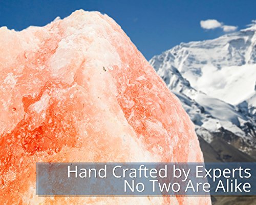 Natural Himalayan Rock Salt Lamp 6-7 lbs with Wood Base, Electric Wire & Bulb by HemingWeigh - 7