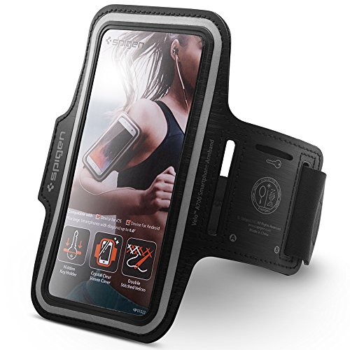 Handy Armband, Spigen Velo [Universal Leichtgewicht] [Kristall klarer Bildschirm] [Stabiler doppelt-genähter Klettverschluss] Ultra Softes Armband Handy Halter Sport, Sportarmband, Laufen Joggen verstellbares Armband für iPHone 7 Plus/7/6s/6 Plus, Samsung Galaxy S8/S8 Plus/S7/Galaxy S7 Edge/Google Pixel/Pixel XL, Huawei, OnePlus und alle Smartphones bis zu 5,5", Hülle, Case, Tasche, Schutzhülle Laufen Joggen Jogging Gym Fitness-Studio Fitness mit Schlüsselhalter - A700