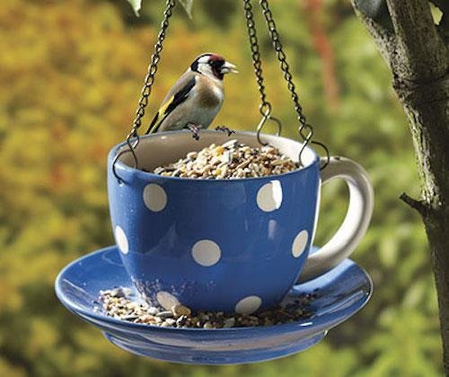 Large Ceramic Tea Cup Bird Feeder Blue New In Box Teacup Buy