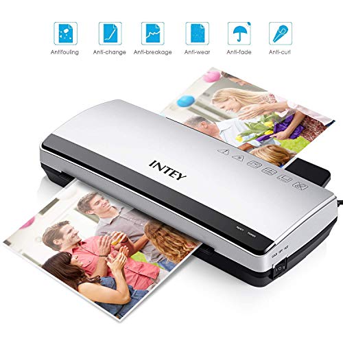INTEY Plastificador A4 / A5 / A6 : Función ABS / 3 minutos Velocidad de calentamiento rápida Laminador Laminado en Frío / Caliente para Oficina / Escuela / hogar [Incluye 10 películas laminadas PCS]