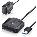 UGREEN USB Disque Dur Adapateur USB 3.0 vers SATA Câble 50cm pour 2.5" 3.5" HDD SDD Supporte UASP avec Adaptateur Alimentation Externe 12V 2A